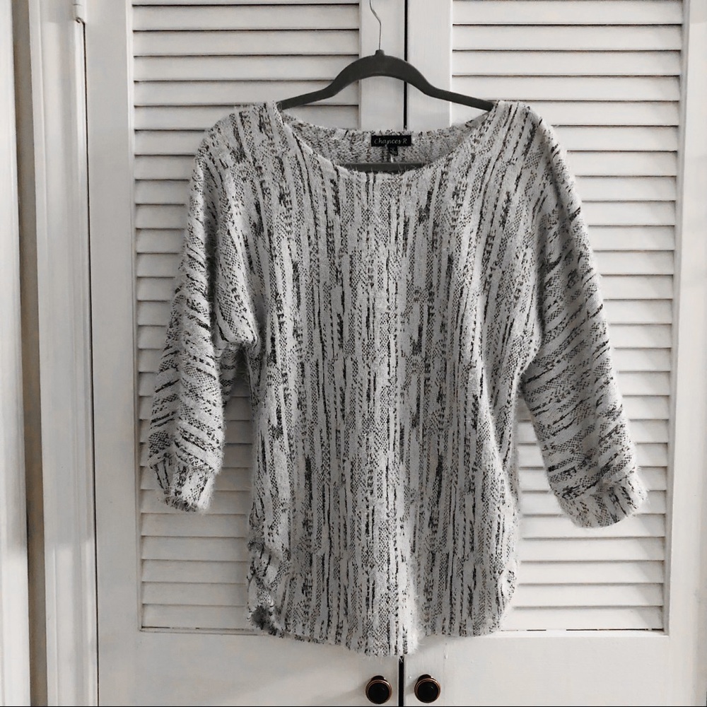 Soft white and black sweater